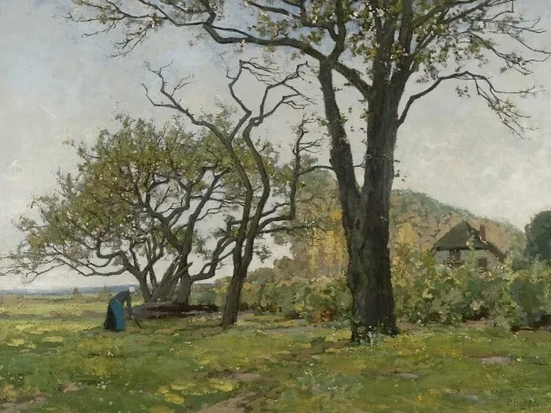 1866-Paulus Bodifee - Paesaggio di Bodifee con alberi in fiore